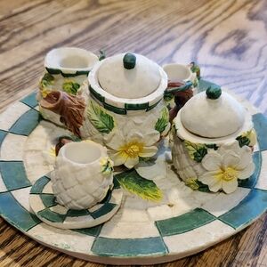 Miniarure Floral Resin Tea Set